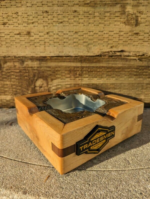 Handmade Tradesmen Cigar Wood and Concrete Ashtray - Image 5