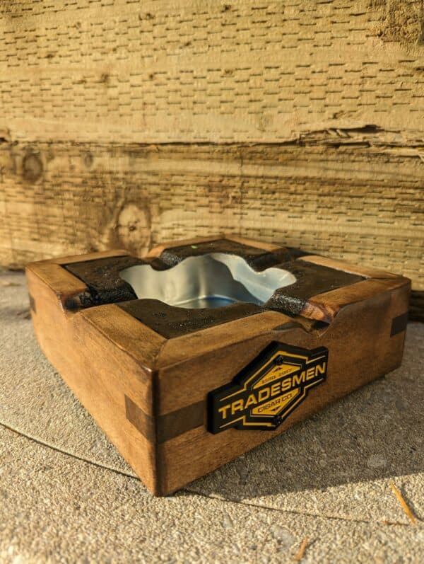 Handmade Tradesmen Cigar Wood and Concrete Ashtray - Image 4
