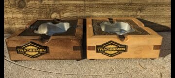 Handmade Tradesmen Cigar Wood and Concrete Ashtray